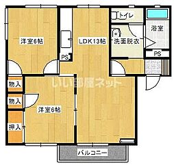 コスモスプラザA 2LDKの間取図画像