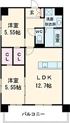 KSK南小倉コアプレイス 2LDKの間取図画像