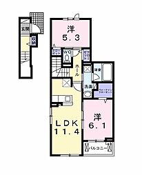 メゾン・ド・シェリュバン5 2LDKの間取図画像