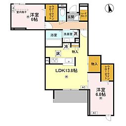 NIGAWA RESIDENCE2 2LDKの間取図画像