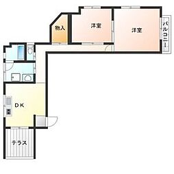 エスペランサ喜沢 2DKの間取図画像