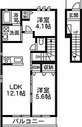 安堀ハイム 2LDKの間取図画像