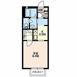 フォーシーズンB 1Kの間取図画像