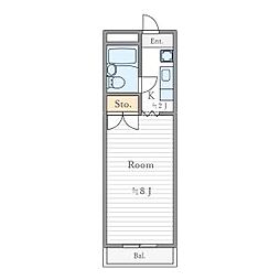 愛知カレッジタウンD棟 1Kの間取図画像