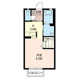 ルミノシーテD 1Kの間取図画像