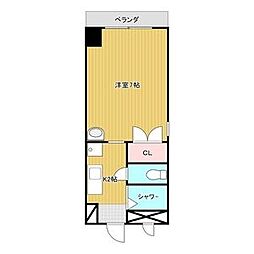 フローレスタナベ ワンルームの間取図画像