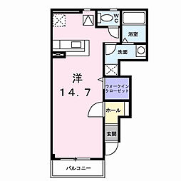 カルムドパルク ワンルームの間取図画像