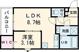 ジーメゾン八幡西ヴェルデ 1LDKの間取図画像