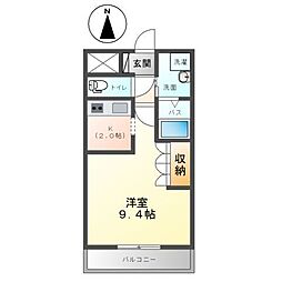 クローバーハウスD棟 1Kの間取図画像