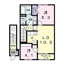 大林1丁目アパート 2LDKの間取図画像