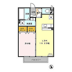 ラ・ビュー五番館 1LDKの間取図画像