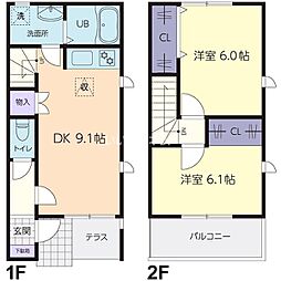 グランソレーユ 2DKの間取図画像