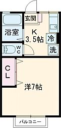 シティハイムオオクボ 1Kの間取図画像