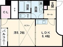 サンビルダーパールビル 1DKの間取図画像