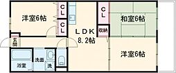 ディーズコート 3DKの間取図画像