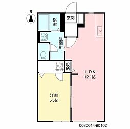 メゾンあやB 1LDKの間取図画像