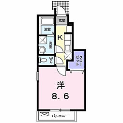 フローラ柴崎 1Kの間取図画像