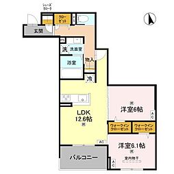 NIGAWA RESIDENCE2 2LDKの間取図画像
