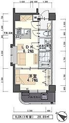 エアフォルク平成 1LDKの間取図画像