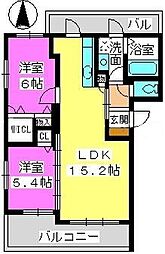 ルーチェ博多南A 2LDKの間取図画像