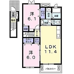 グロウ2 2LDKの間取図画像