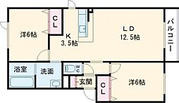 クラーク沼ノ端 2LDKの間取図画像