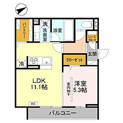 D-Sereno豊岡I A棟 1LDKの間取図画像