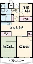 グローバル鴻池 3DKの間取図画像