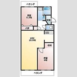 エトワールK 2LDKの間取図画像