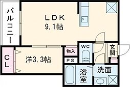 ジーメゾン戸畑フローレ 1LDKの間取図画像