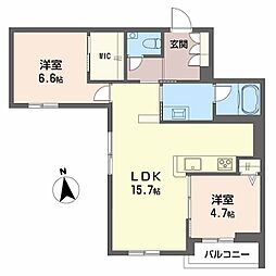鹿児島市武1丁目マンション 2LDKの間取図画像