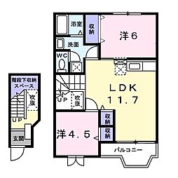 ソレアードシンデンC 2LDKの間取図画像