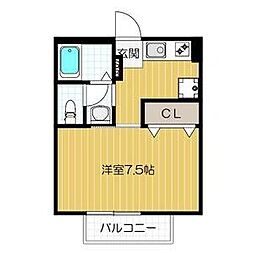 ジュヌ・エスプワール 1Kの間取図画像