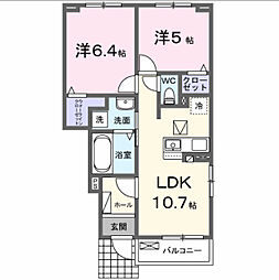 ローラ ハウス 2LDKの間取図画像