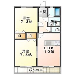 フォンテーヌ 2LDKの間取図画像
