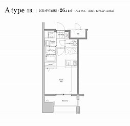 エンクレスト博多スタイル ワンルームの間取図画像