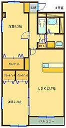 トラストビューあもり 2LDKの間取図画像