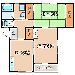 大井ハイツ 2DKの間取図画像