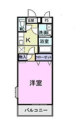 グリーンコート2 1Kの間取図画像