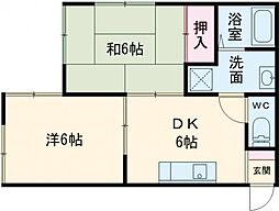 ドミール中津 2DKの間取図画像