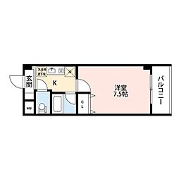パンウエストリート 1Kの間取図画像