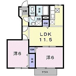 アンソレイエA棟 2LDKの間取図画像
