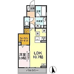 トゥトゥ ドミール 1LDKの間取図画像