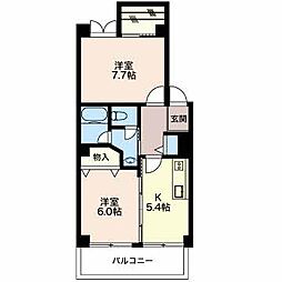 ぴゅあめぞん柿の木坂A 2Kの間取図画像