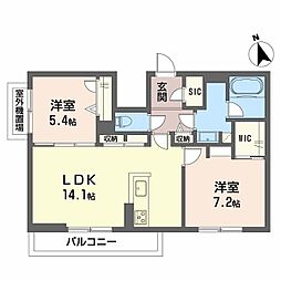 シャーメゾンステラート 2LDKの間取図画像