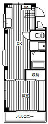センターアイランド 1DKの間取図画像