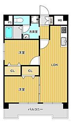 朝日プラザ博多 2LDKの間取図画像