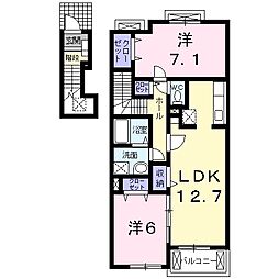 スウィートライフ野間A 2LDKの間取図画像