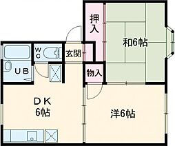 サンライズ館E 2DKの間取図画像