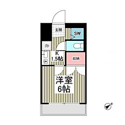 アミティY 1Kの間取図画像